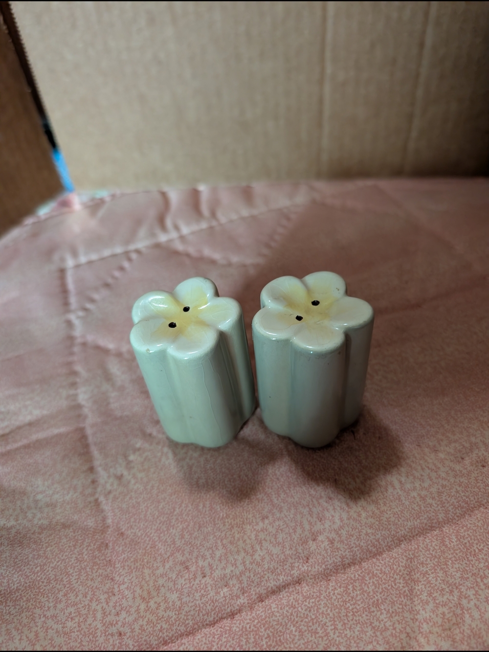 Ceramic Flower-Shaped Salt and Pepper Shaker Set in Pale Green - Picture 5 of 5